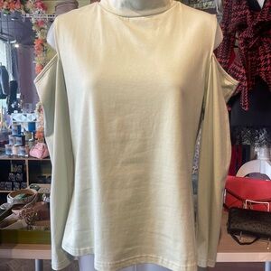 Elegant Mint Cold Shoulder Top